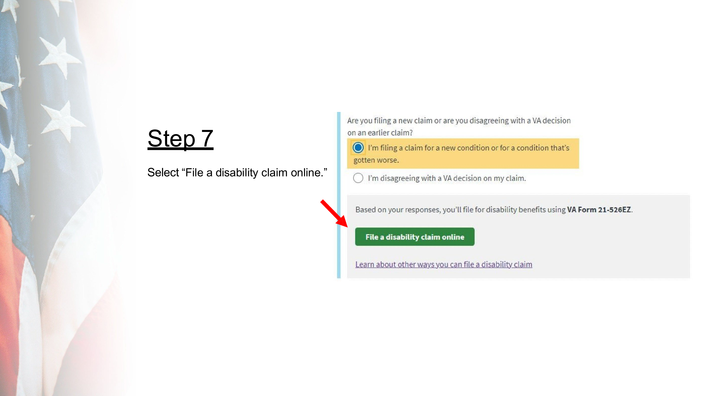 Step 7: Choose ‘File a Disability Claim Online’