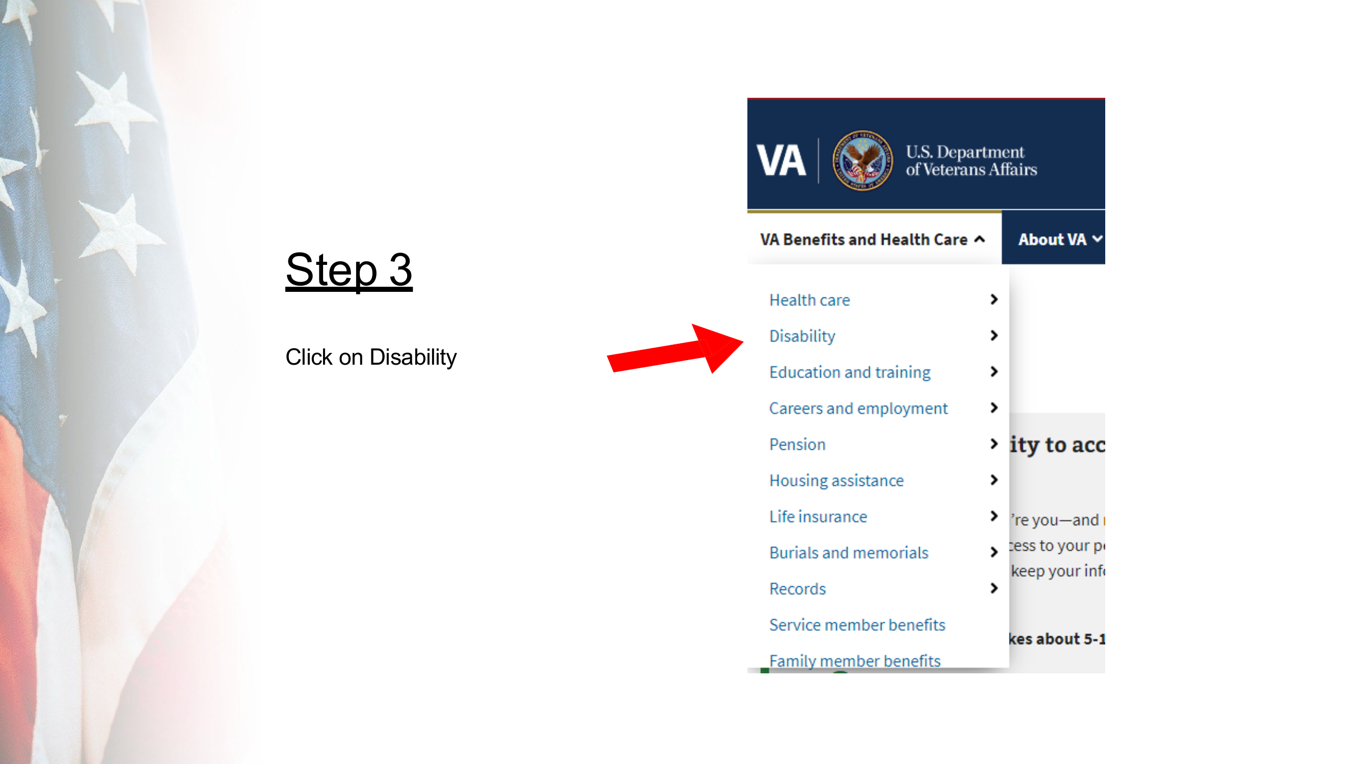 Step 3: Click on ‘Disability’