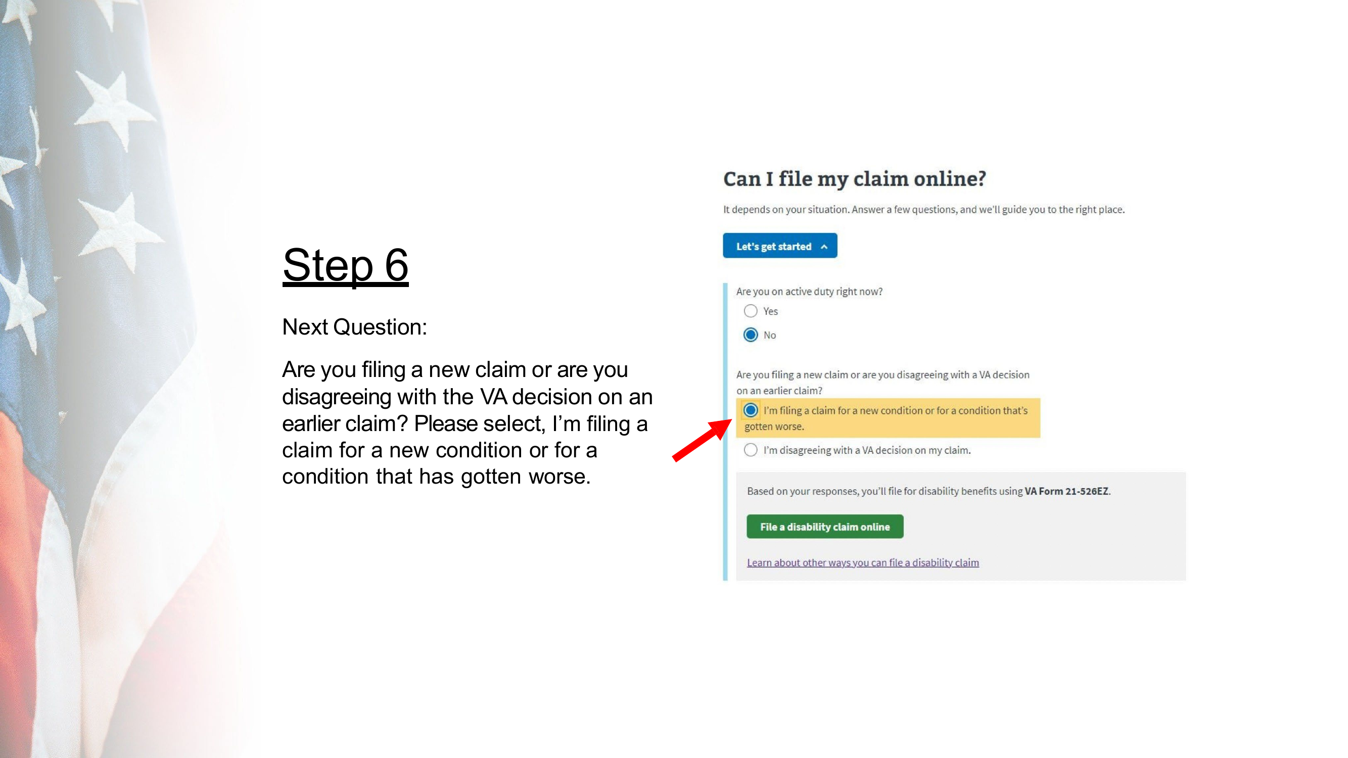 Step 6: Select the Type of Claim